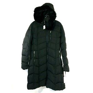 Calvin Klein Womens Long Puffer Jacket With Hood Medium Black